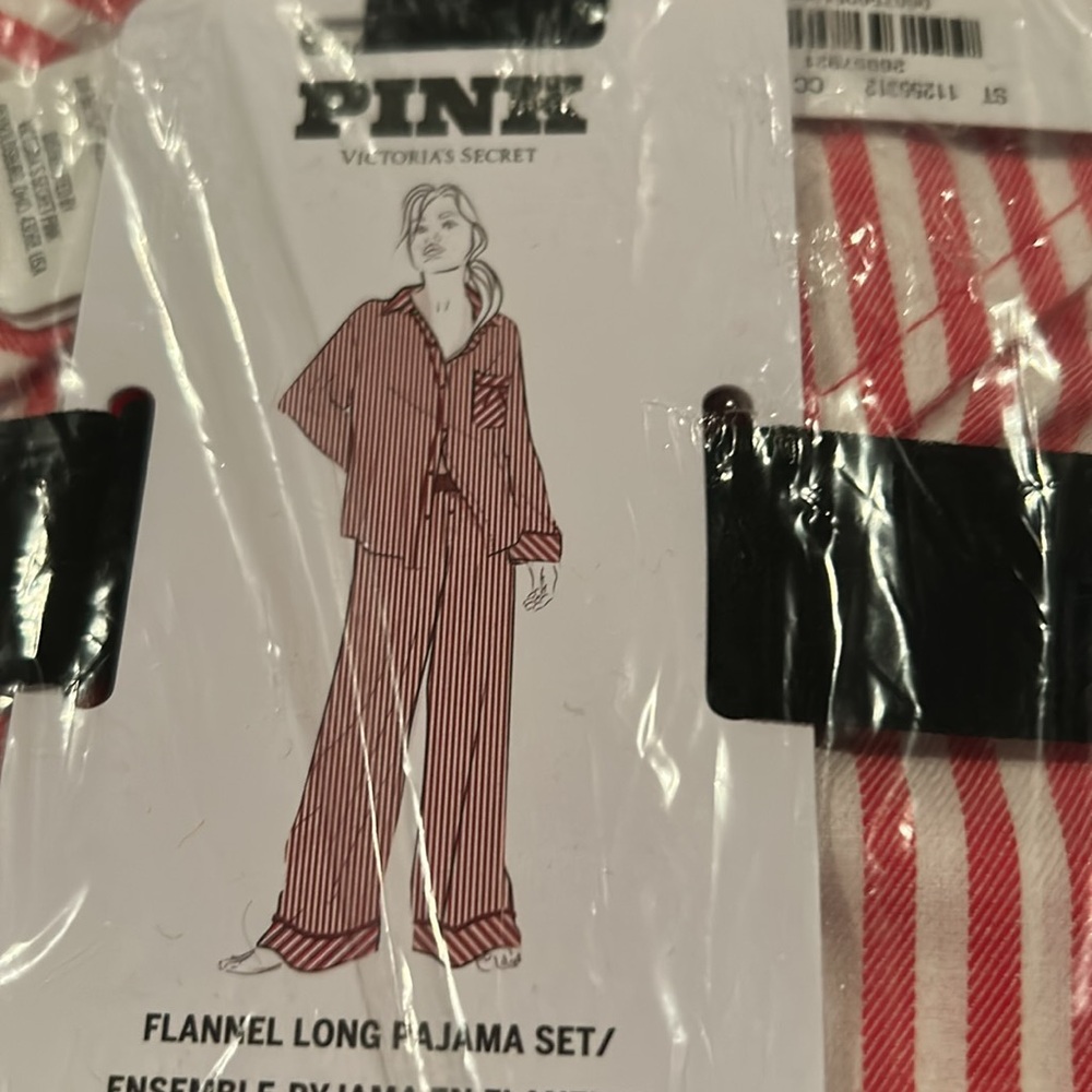PINK Victorias Secret Flannel Long Pajama Set M NEW - Picture 2 of 2